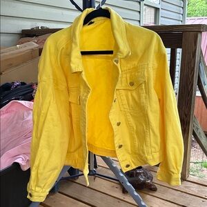 New Stein Bright Yellow Stretch Denim Jacket Womens 2X
